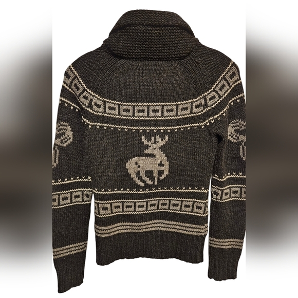 TNA Womens Aritzia Sea To Sky Cowichan Deer Knit Full Zip Sweater Black White XS - Picture 2 of 4